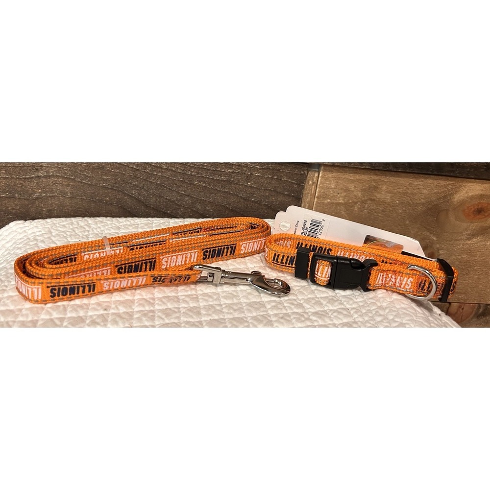 Collar & Leash Illinois Pet dog Reflective Nylon Leash size Small‎ NEW